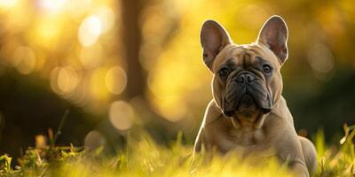 français bouledogue en plein air fermer photo