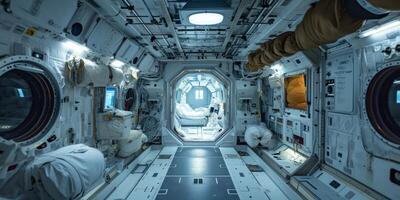 international espace station dans Terre orbite, intérieur vue de à l'intérieur photo