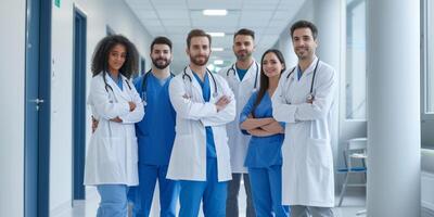 médical Personnel dans le hôpital couloir photo