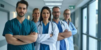 médical Personnel dans le hôpital couloir photo