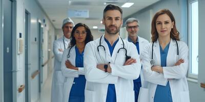 médical Personnel dans le hôpital couloir photo