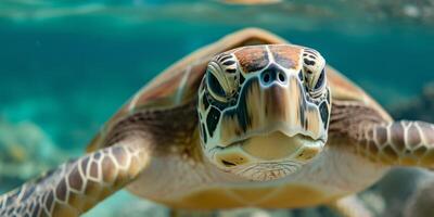 tortue sous-marin dans le mer photo