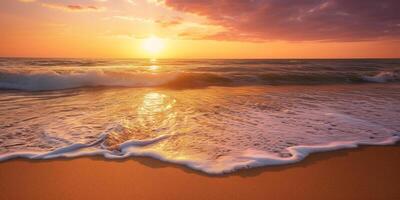 le coucher du soleil sur le rivage photo