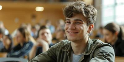 Université étudiant dans le salle de cours photo