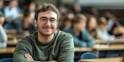 Université étudiant dans le salle de cours photo