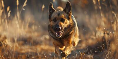 allemand berger en marchant dans le champ photo