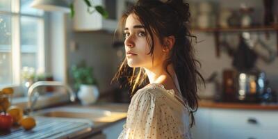 femme faisant la cuisine dans la cuisine photo