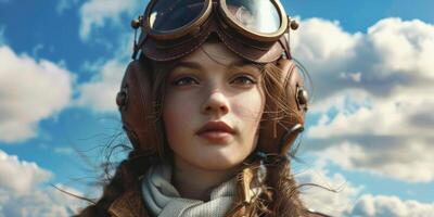 femme pilote 19e siècle ancien photo