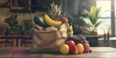 générer des légumes et des fruits dans papier Sacs tif ai photo