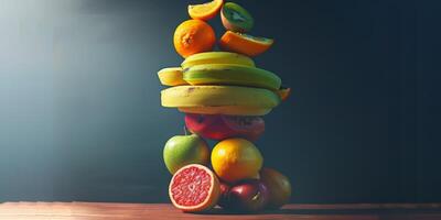 pyramide de des fruits en bonne santé en mangeant photo