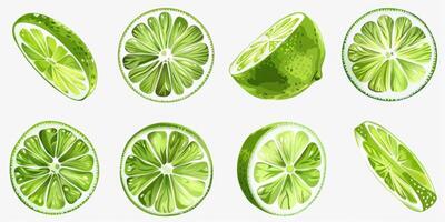 Couper citron vert sur blanc Contexte illustration photo