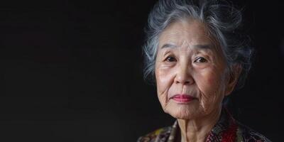 portrait de un personnes âgées magnifique femme photo