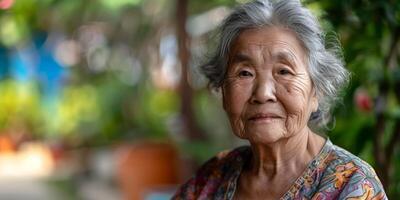 portrait de un personnes âgées magnifique femme photo