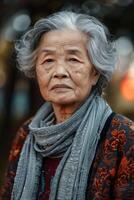 portrait de un personnes âgées magnifique femme photo