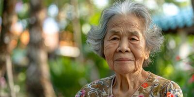 portrait de un personnes âgées magnifique femme photo