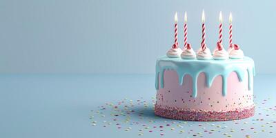 anniversaire gâteau avec bougies sur une plaine Contexte photo