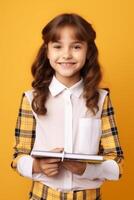 les enfants avec livres et sacs à dos retour à école photo