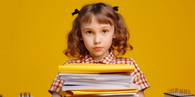 les enfants avec livres et sacs à dos retour à école photo