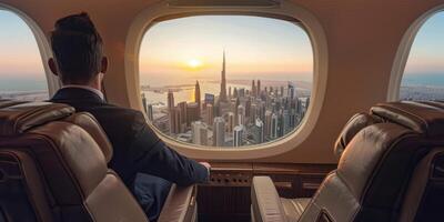 arabe homme d'affaire dans une affaires jet photo