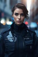 policier sur une ville rue portrait photo
