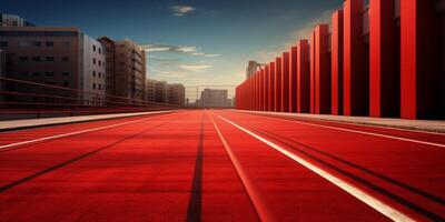 rouge fonctionnement Piste à le stade photo