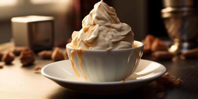 crème glacée dans une tasse à gaufres photo