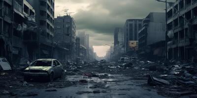 détruit ville bâtiments de tremblement de terre photo