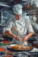 homme cuisine dans le cuisine photo