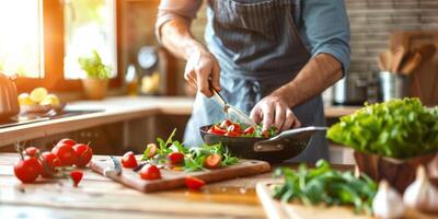 homme cuisine dans le cuisine photo