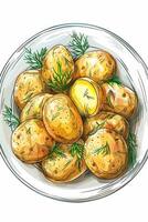 bouilli patates avec herbes photo