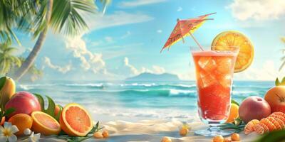 exotique fruit des cocktails sur le plage photo