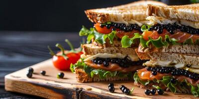 délicieux des sandwichs avec caviar photo