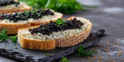 délicieux des sandwichs avec caviar photo