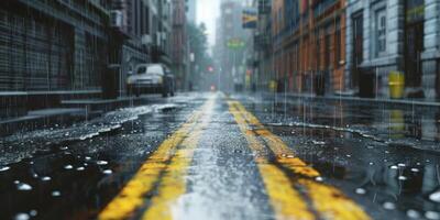 pluie dans le ville pluvieux temps humide ville des rues photo