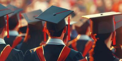 retour vue image de diplômé étudiant dans l'obtention du diplôme casquette photo