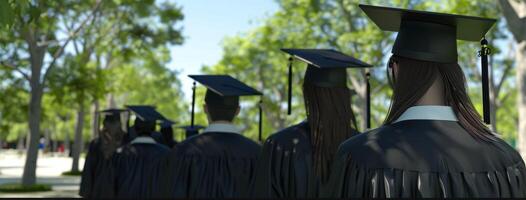 retour vue image de diplômé étudiant dans l'obtention du diplôme casquette photo