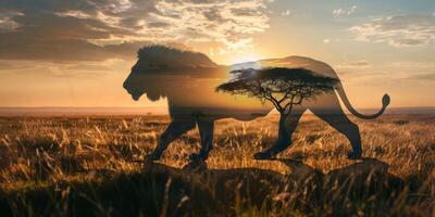 Lion dans le sauvage savane photo