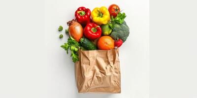 des légumes et des fruits sur une blanc Contexte photo