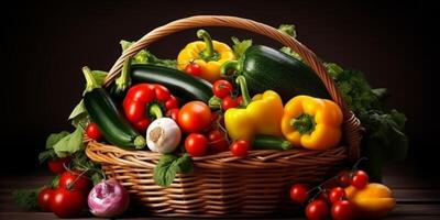 en bois boîte panier avec des légumes photo