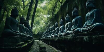 Bouddha statue dans vert forêt photo