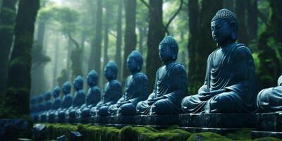 Bouddha statue dans vert forêt photo