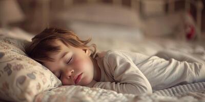 en train de dormir enfant dans lit photo