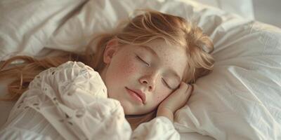 en train de dormir enfant dans lit photo