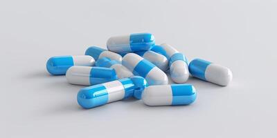 antibiotique capsule pilules sur blanc Contexte. pile de antibiotique drogue photo