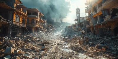 détruit ville après tremblement de terre photo