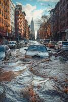 inondé des rues de le ville photo