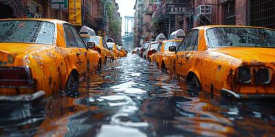 inondé des rues de le ville photo