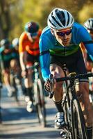 cyclistes avec professionnel courses des sports équipement équitation photo