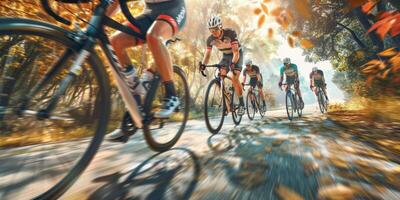 cyclistes avec professionnel courses des sports équipement équitation photo