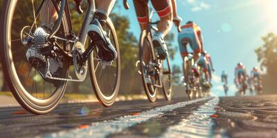 cyclistes avec professionnel courses des sports équipement équitation photo